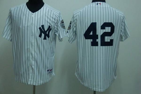 Yankees #42 Mariano Rivera Stitched White MLB Jersey - Click Image to Close